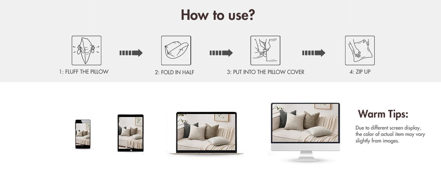 Pack of 4 Couch Throw Pillow Covers 18x18 Inch Neutral Soft Decorative Chenille Pillow Covers Farmhouse Boho Cushion Covers for Mid Century Modern Spring Home Decor Sofa Bedroom Living Room
