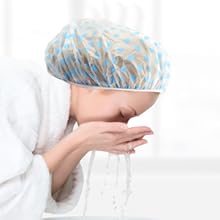6 Pieces Waterproof EVA Plastic Shower Cap,Elastic Reusable Bathing Cap,Beauty Salon Spa Lace Elastic Band Flower Printed Hat Environmental Protection Hair Bath Caps