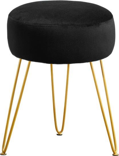 Vanity Stool, Gray Vanity Stools for Makeup Room, Round Ottoman Foot Stool, Velvet Footrest Vanity Chair for Bathroom Vanity, Bedroom, Living Room, Entryway, Offices, 300lbs