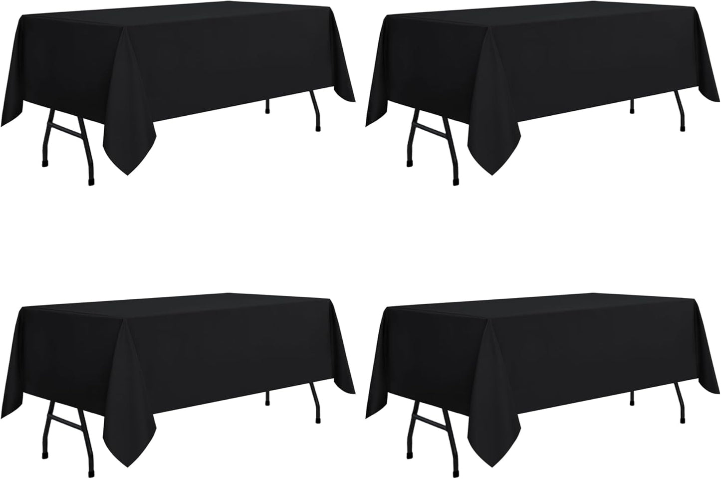 Rectangle Tablecloth - 60 x 84 Inch - Stain and Wrinkle Resistant Washable Polyester Table Cloth, Decorative Fabric Table Cover for Dining Tables, Buffet Parties and Camping, Black