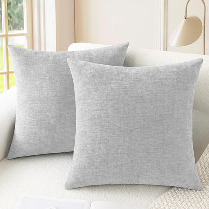 CaliTime Throw Pillow Covers Decorative 18 X 18 Inches Pack of 2 Cozy Chenille Cushion Cases for Couch Sofa Bed Living Room Home Navy Blue