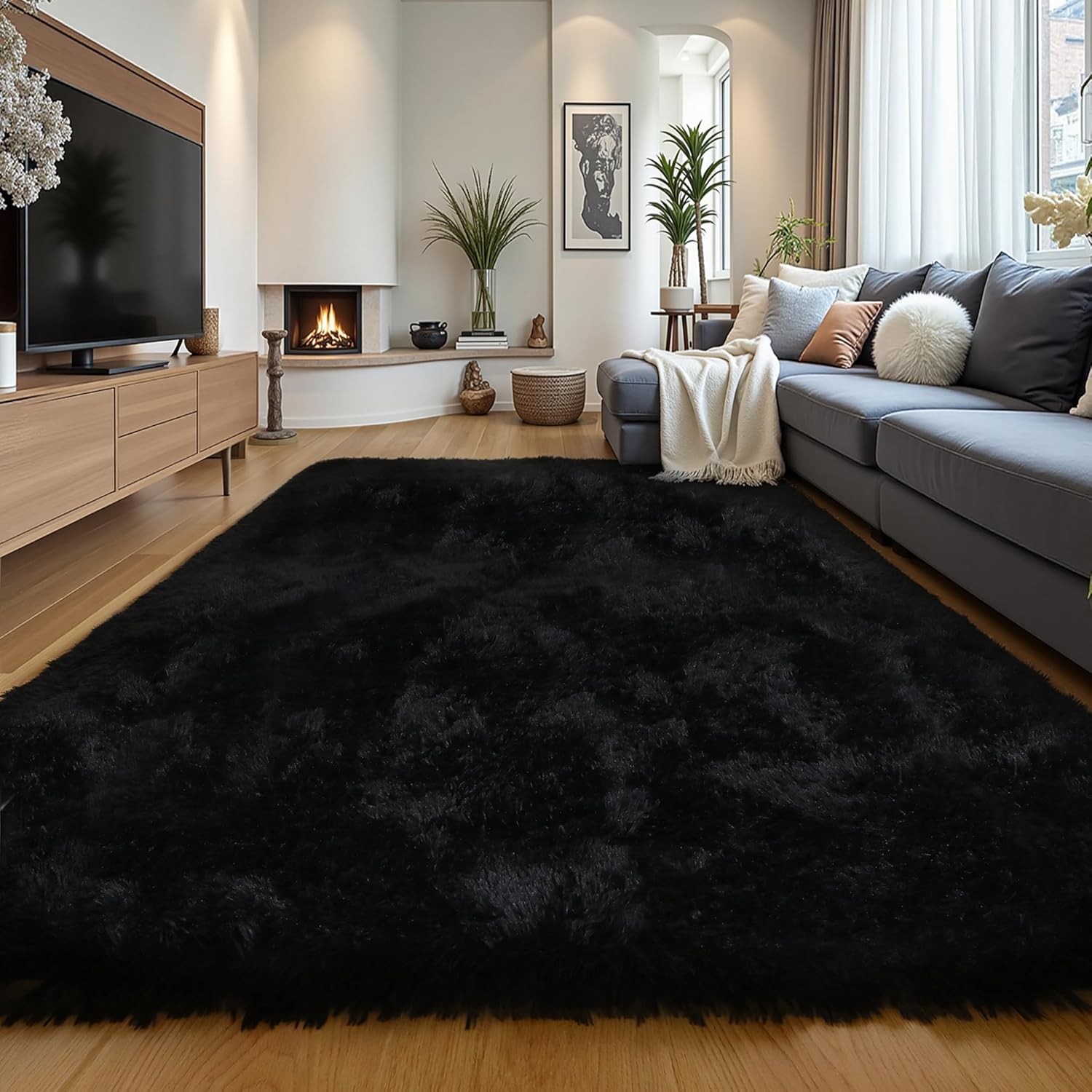 Pink Fluffy 4x6 Area Rugs for Bedroom Girls, Soft Washable Fuzzy Furry Shag Rug for Kids Room, Nursery, Dorm Decor, Cute Plush Carpet for Baby Toddler