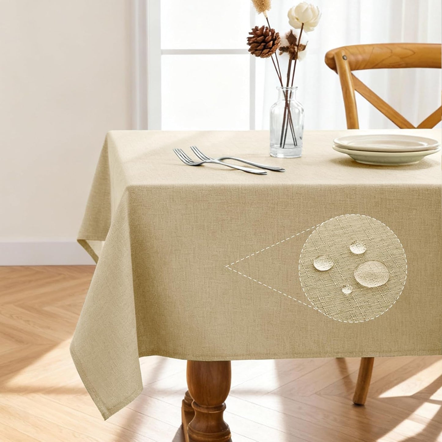 Rectangle Linen Tablecloth Waterproof & Stain Resistant, Wrinkle-Free Table Cloth Adds Elegance and Protection, Ideal for Dining, Party, Wedding and Outdoor, 52 x 70 Inch, Sage Green