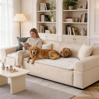 Couch Covers for Dogs Washable, Sofa Cover with Adjustable Straps for 3 Cushion Couch,Non-Slip Pet Couch Protector for Sectional & Leather Sofa, 1PC (Beige, 27.6" x 82.7")