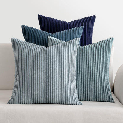 Boho Farmhouse Sage Green Throw Pillow Covers 18x18 Inch Set of 4 Mordern Nordic Cushion Covers Soft Corduroy Spring Home Decor for Couch Bed Sofa Living Room Forest Green