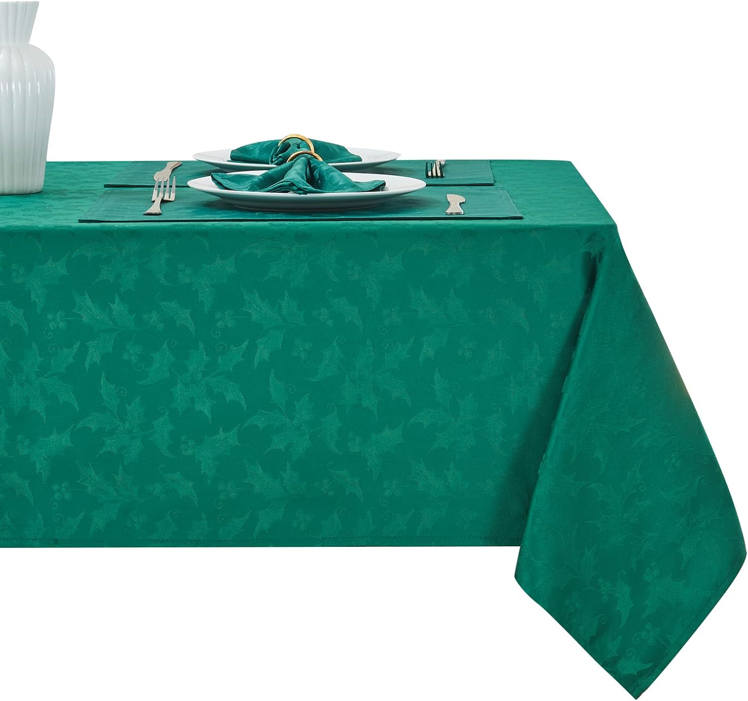 Rectangle Table Cloth Linen Farmhouse Stainproof Waterproof Washable Polyester Oblong Rectangular Fabric Table Cover for Kitchen Dining Dinner (Red, 52 X 70 Inch)