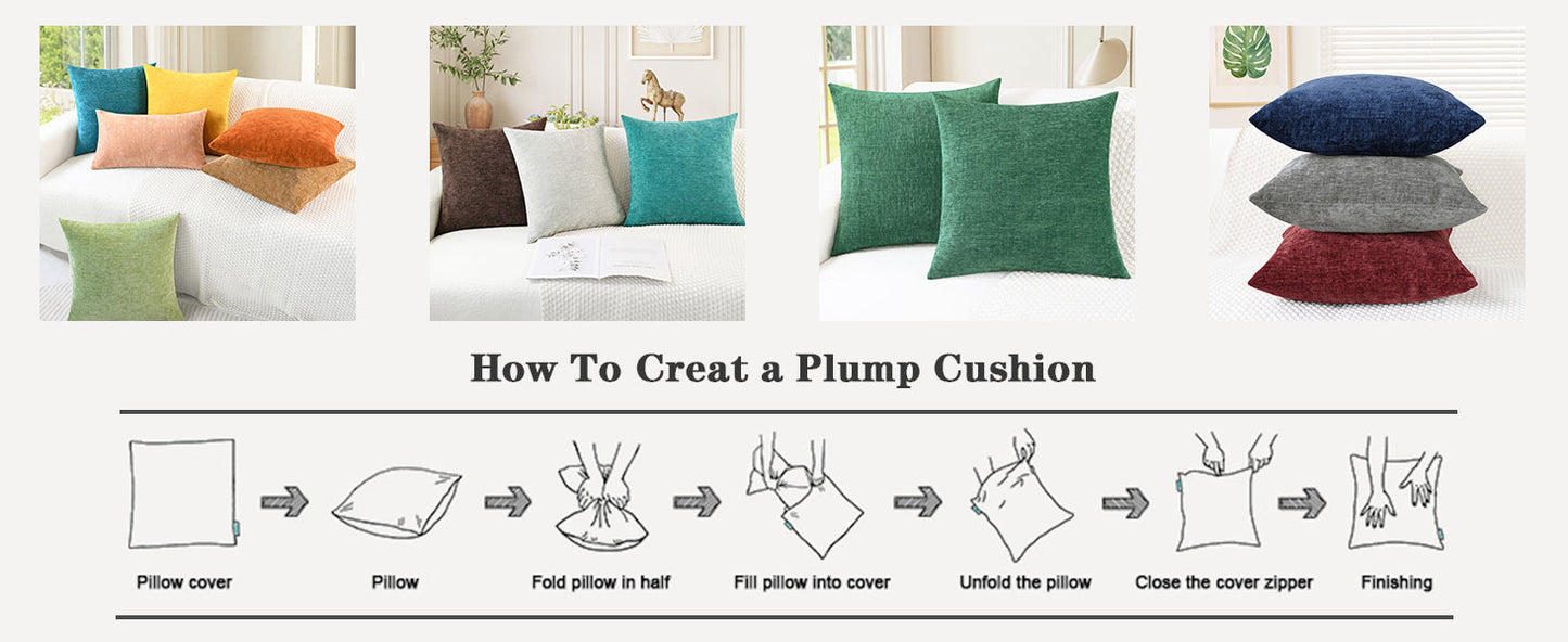 CaliTime Throw Pillow Covers Decorative 18 X 18 Inches Pack of 2 Cozy Chenille Cushion Cases for Couch Sofa Bed Living Room Home Navy Blue